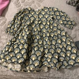 Kate Quinn long sleeve tiered prairie dress organic cotton scallop print